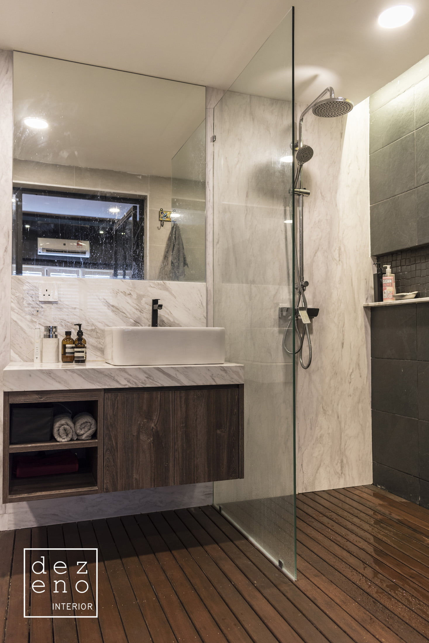 residential casa desa condo bath timber decking floor marble tiles